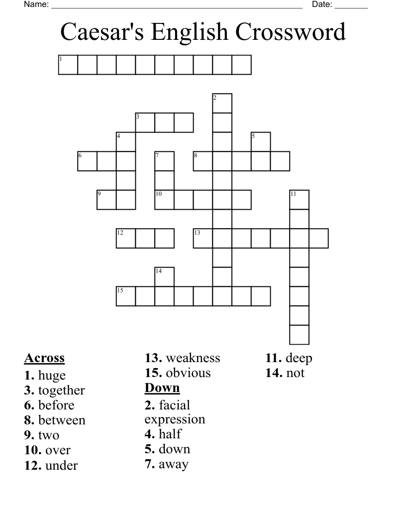 Caesar's English Crossword