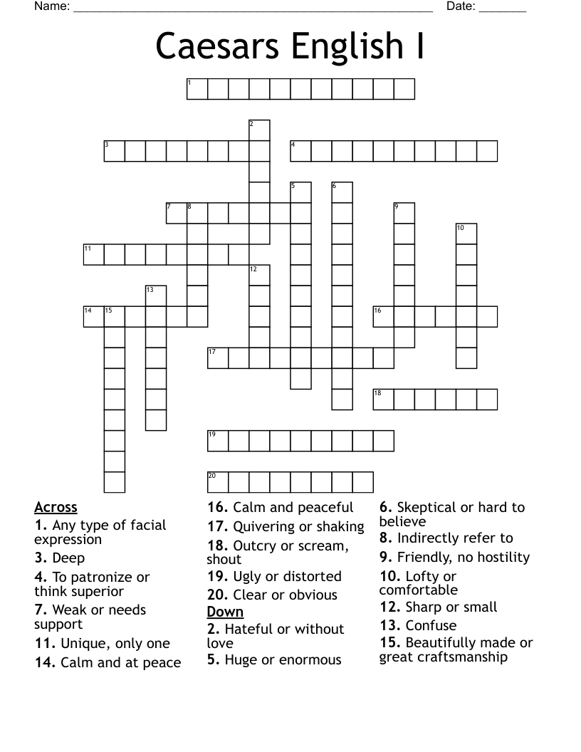 Caesars English I  Crossword