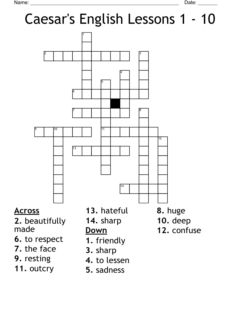 Caesar's English Lessons 1 - 10 Crossword