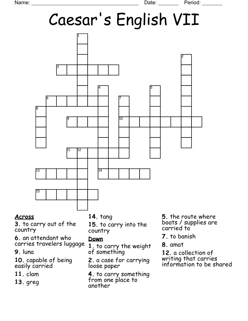 Caesar's English VII Crossword