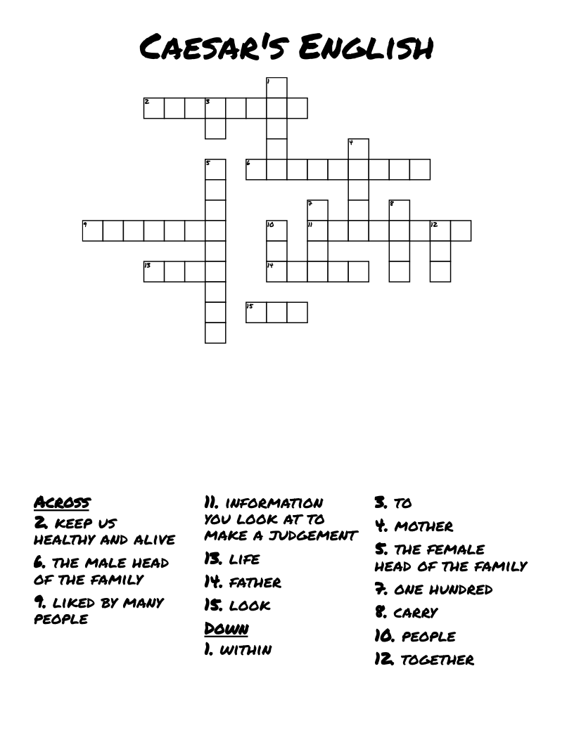 Caesar's English  Crossword