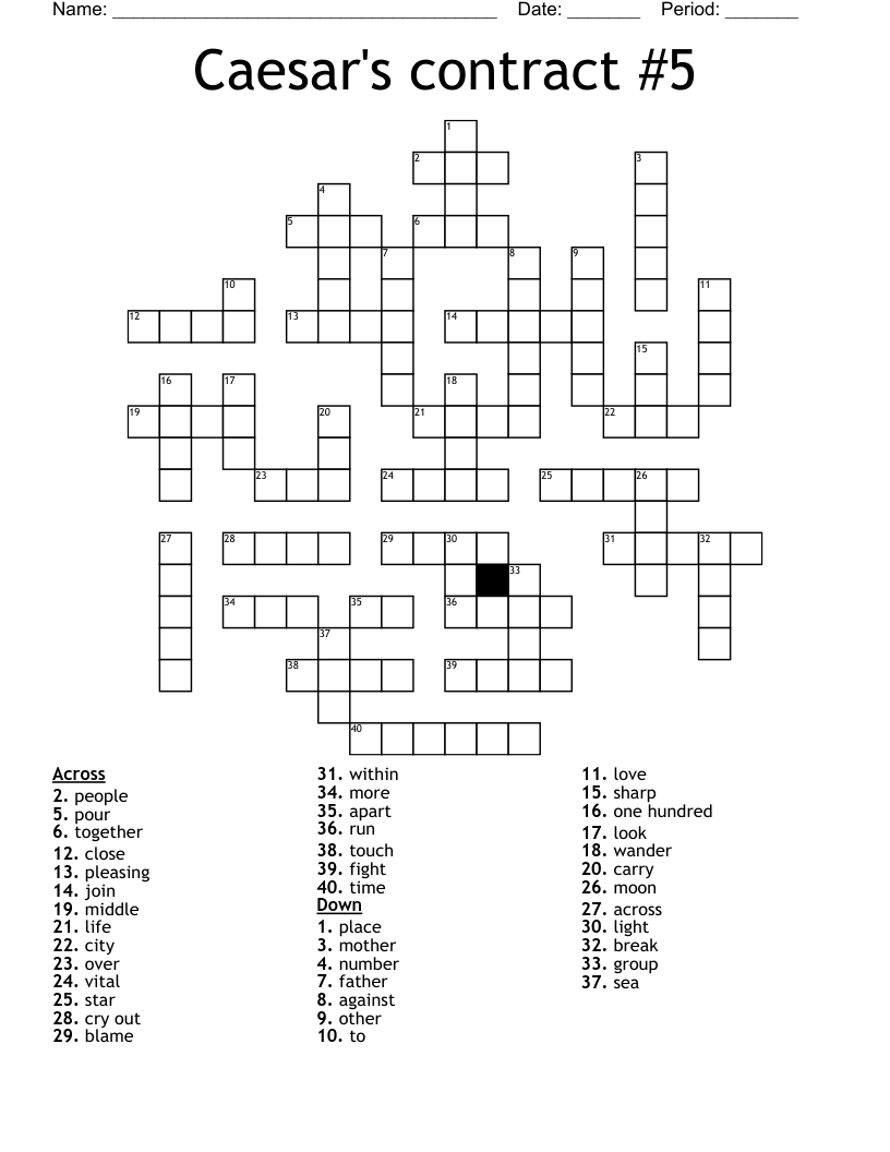 Caesar's contract #5 Crossword