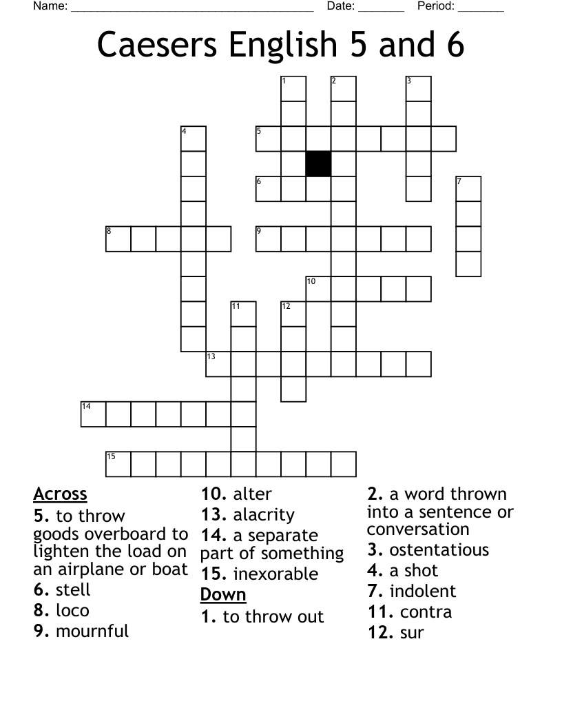 Caesers English 5 and 6 Crossword