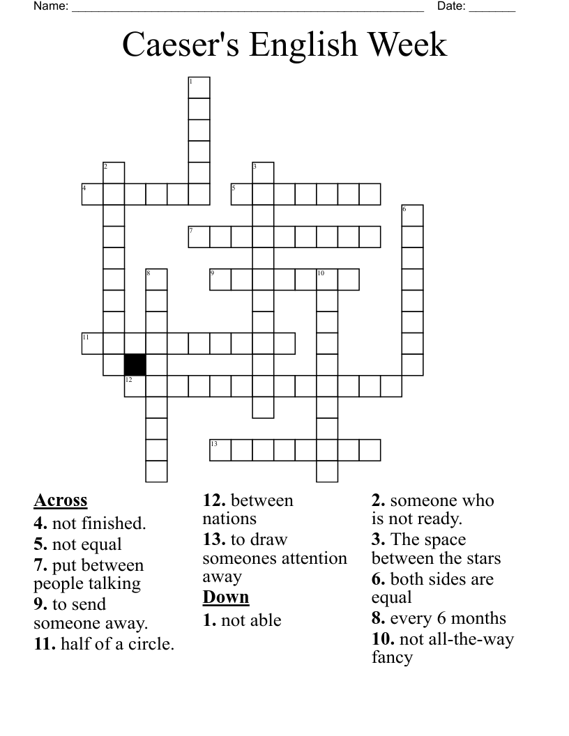 Caeser's English Week Crossword