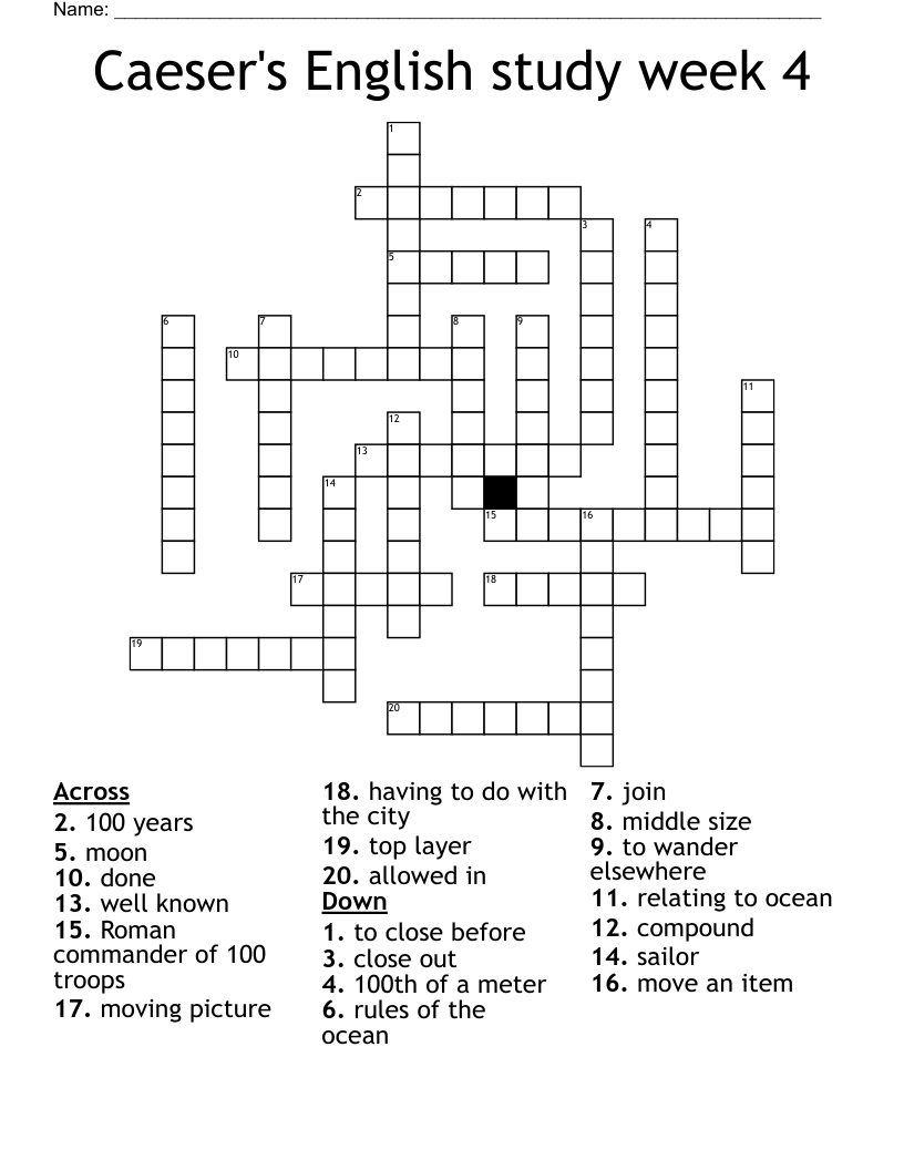 Caeser's English study week 4 Crossword