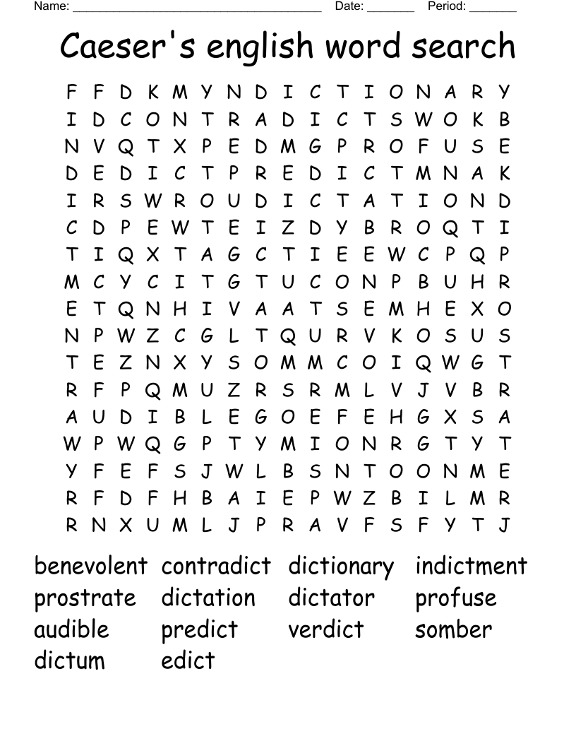 Caeser's english word search