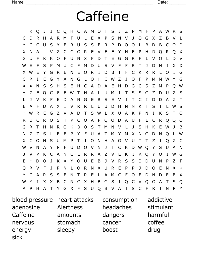Caffeine Word Search