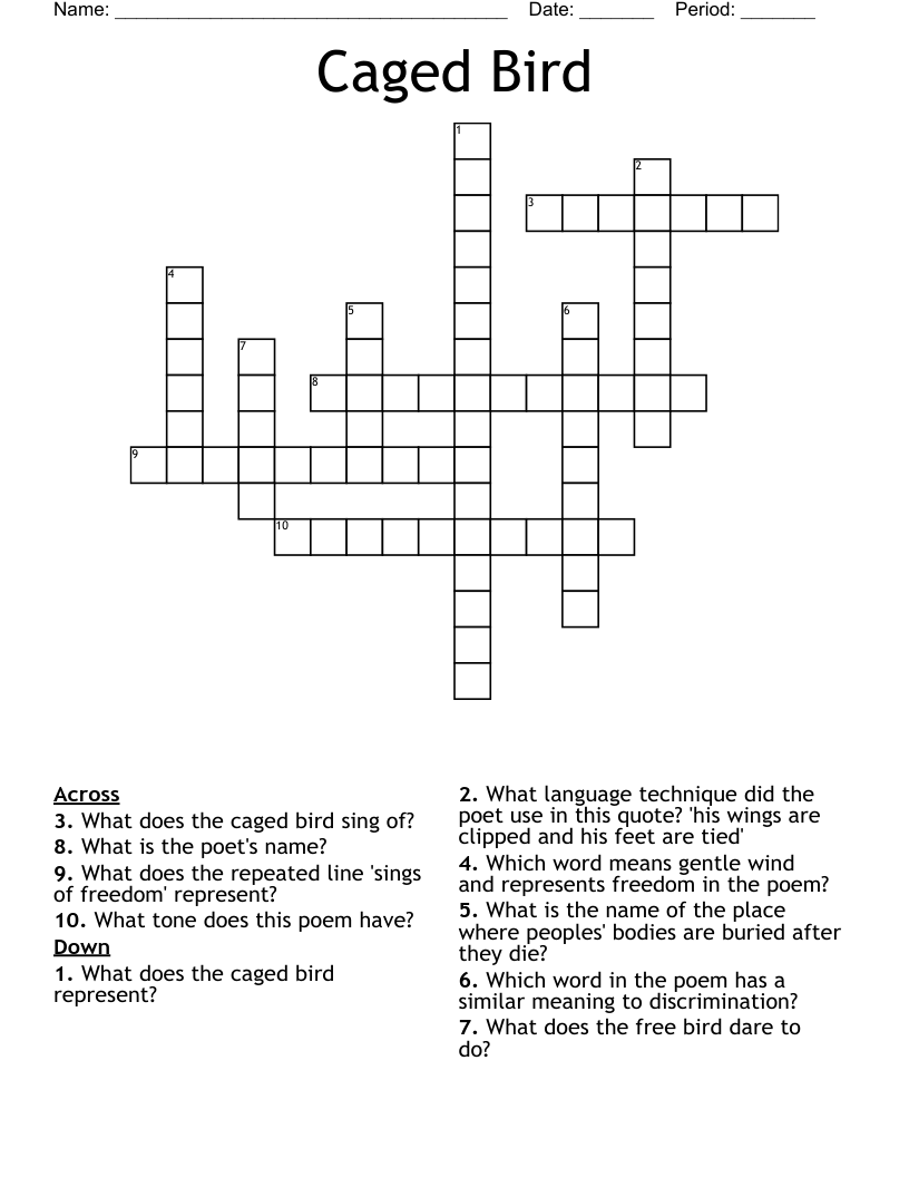 Caged Bird Crossword