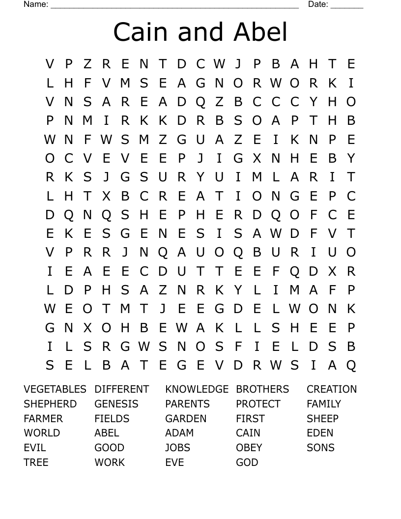 Cain and Abel Word Search