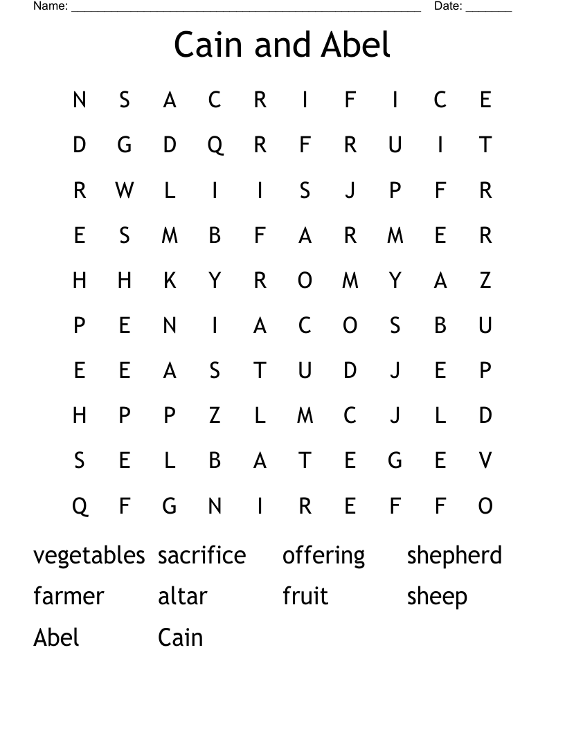 Cain and Abel Word Search