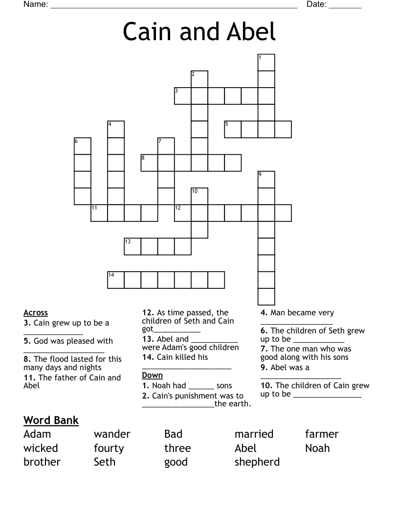 Cain and Abel Crossword