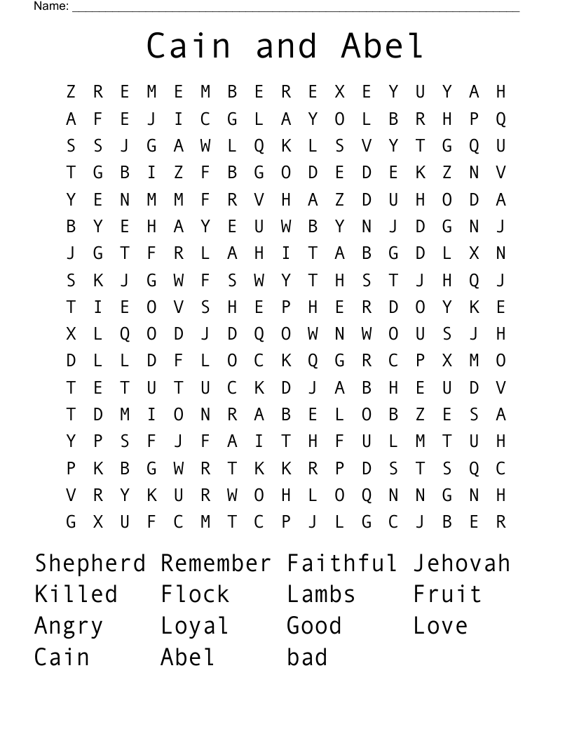 Cain and Abel  Word Search
