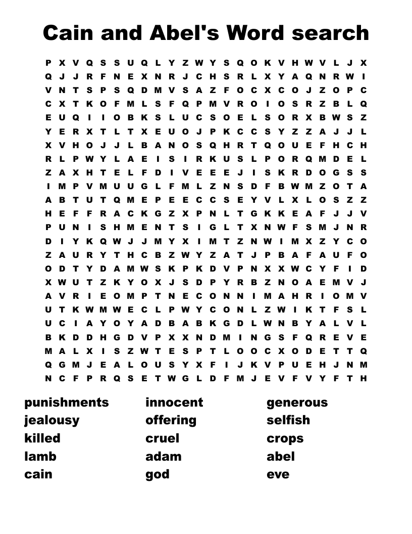 Cain and Abel's Word search