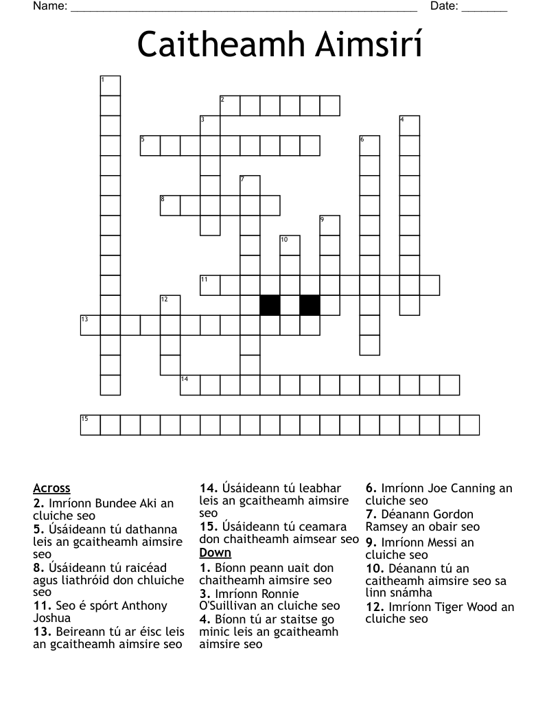 Caitheamh Aimsirí  Crossword