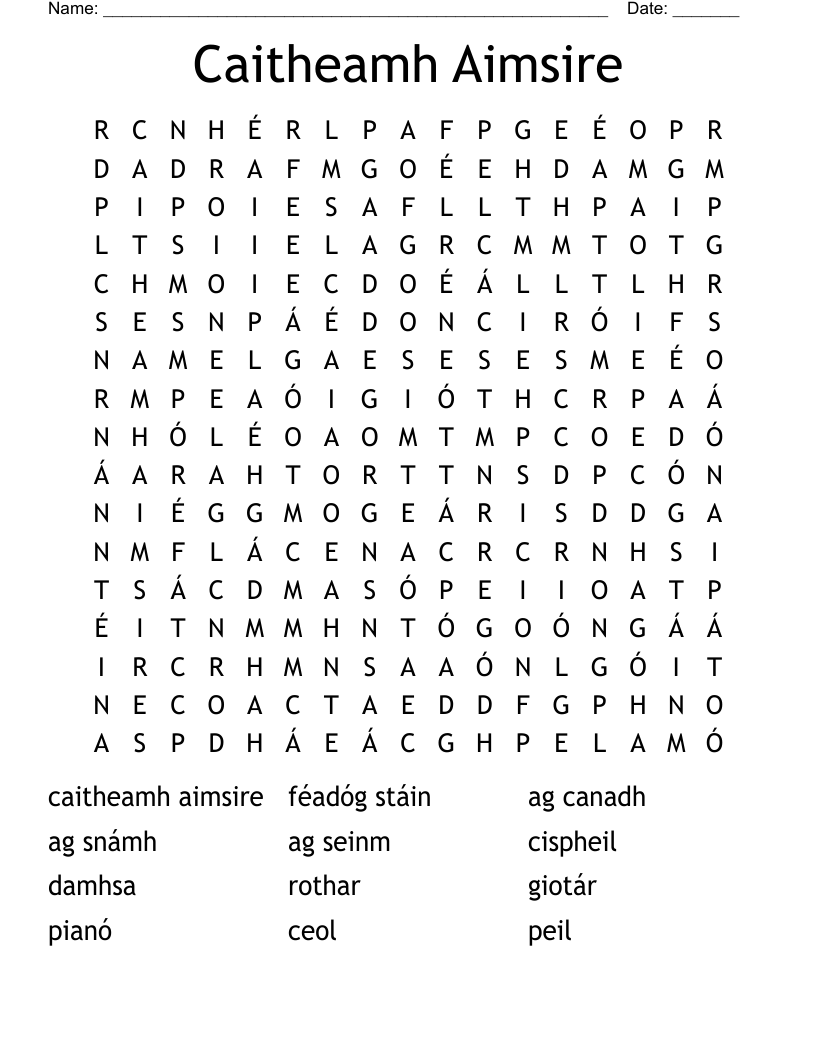 Caitheamh Aimsire Word Search