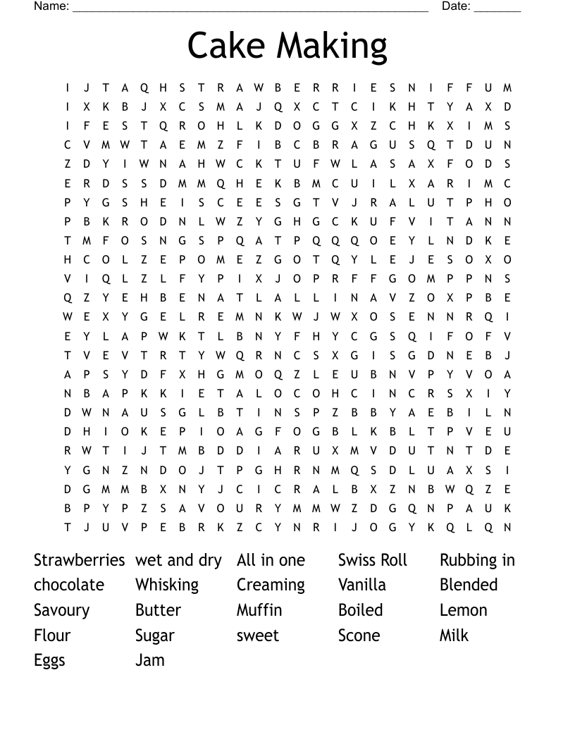 Cake Making Word Search