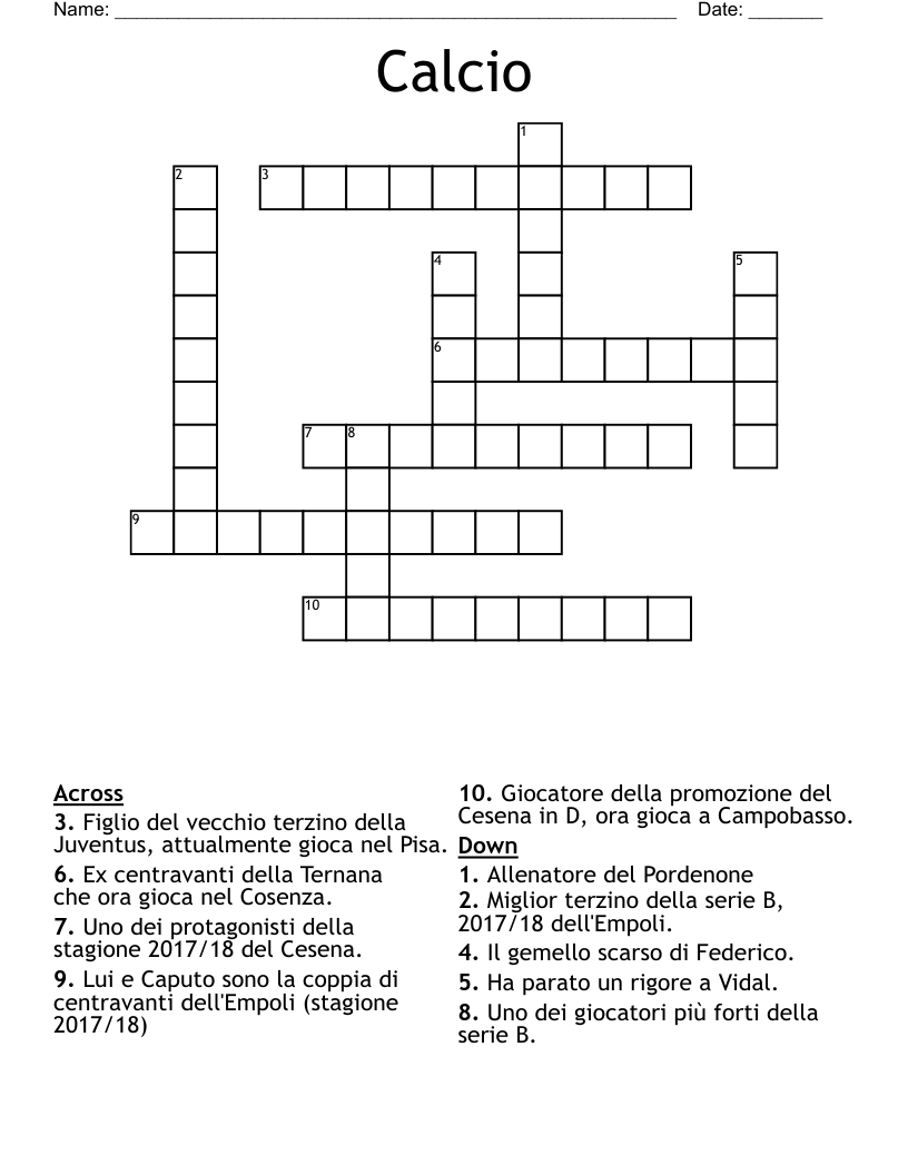 Calcio Crossword