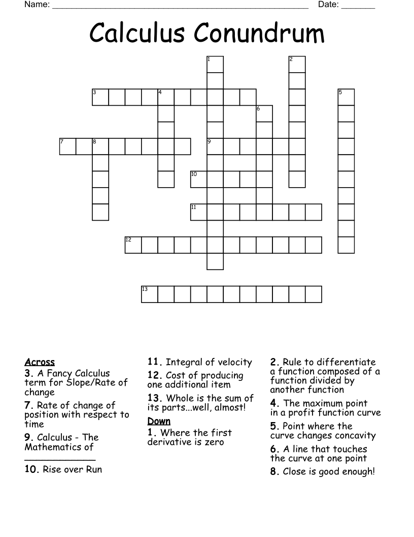 Calculus Conundrum Crossword