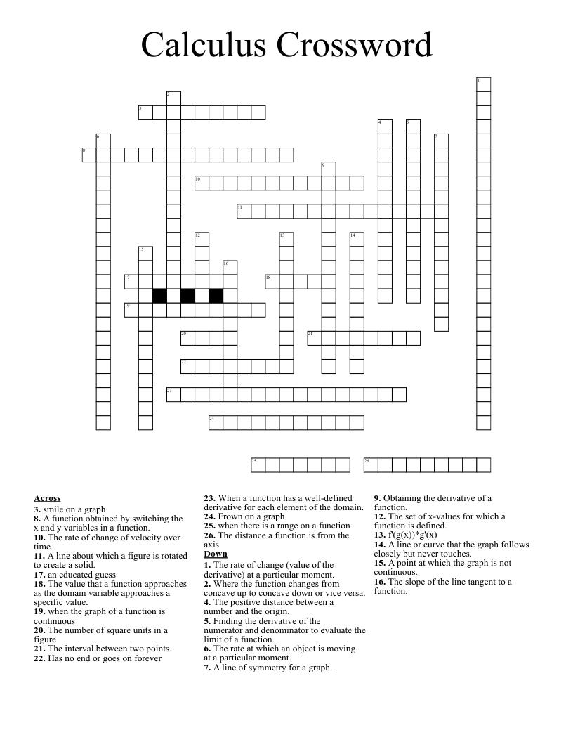 Calculus Crossword