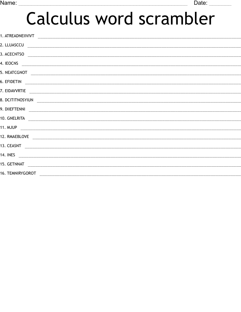 Calculus word scrambler