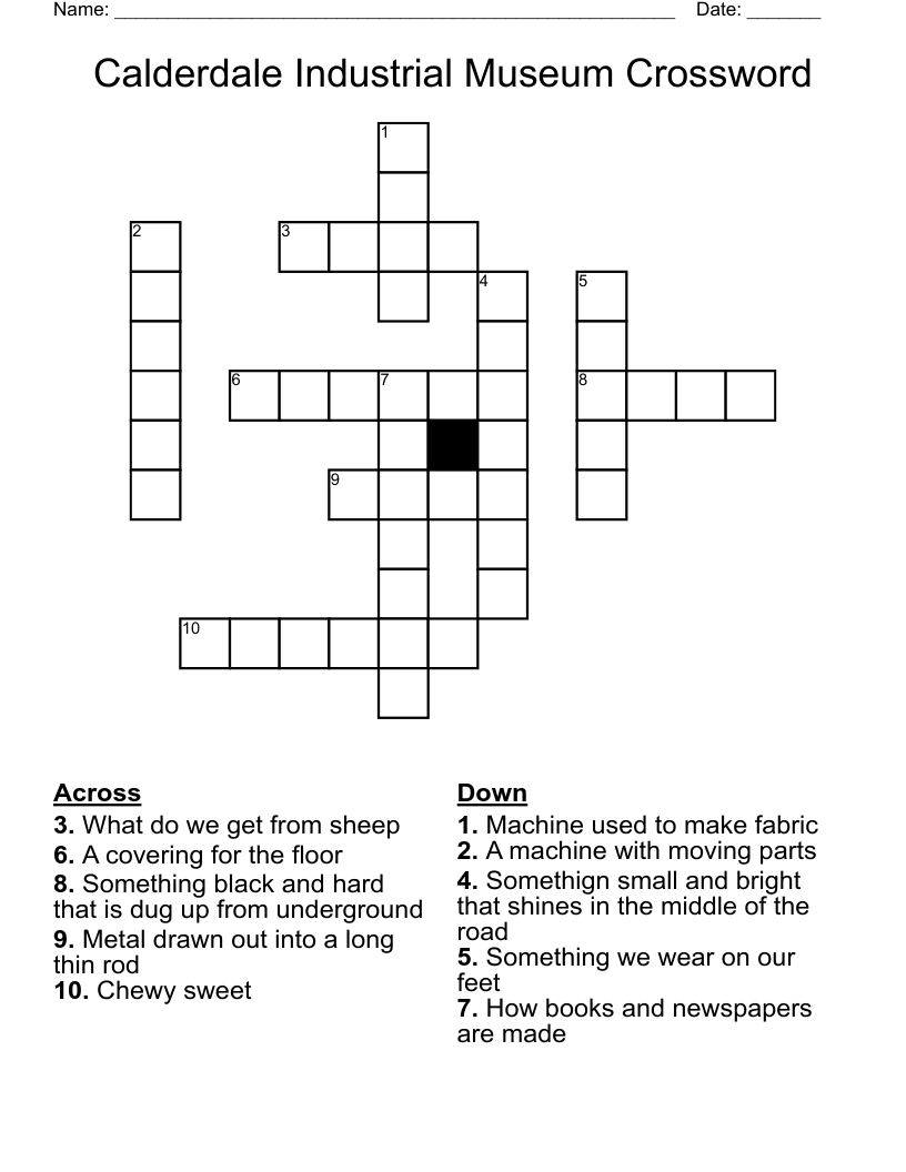 Calderdale Industrial Museum Crossword