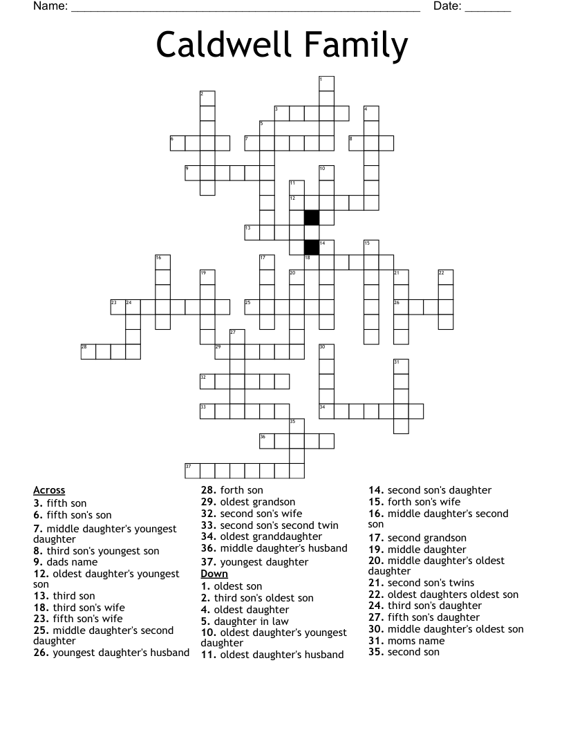 Caldwell Family Crossword
