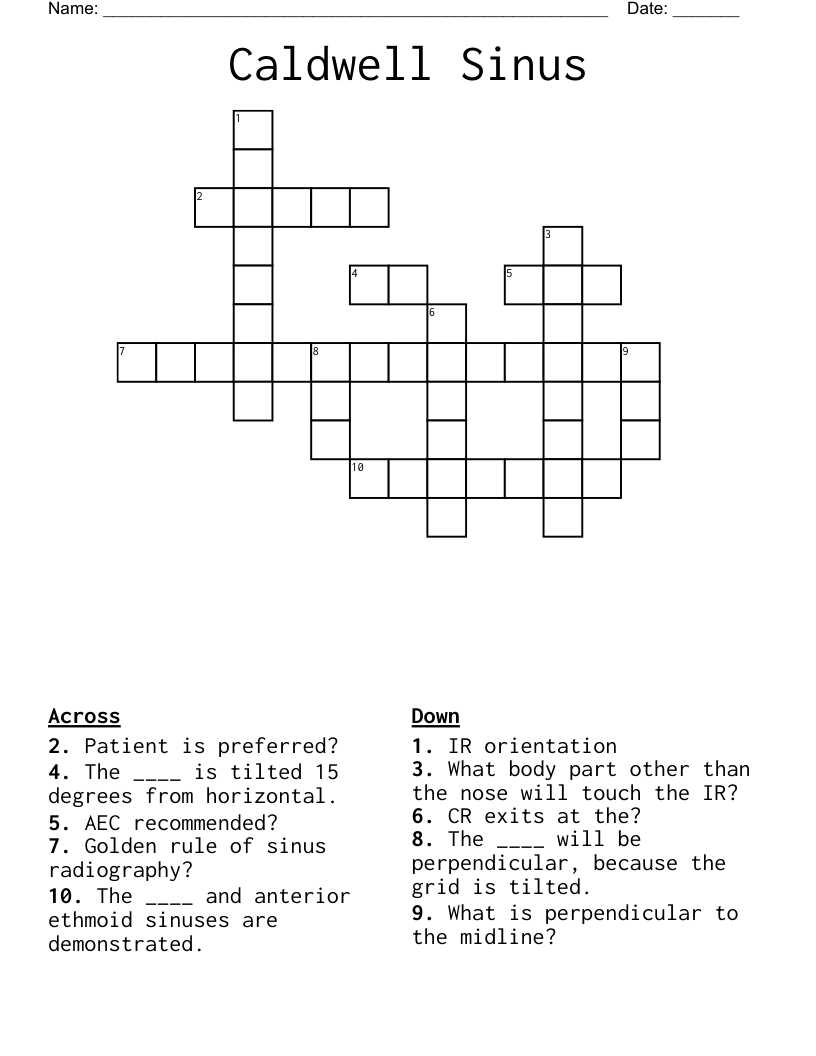 Caldwell Sinus Crossword