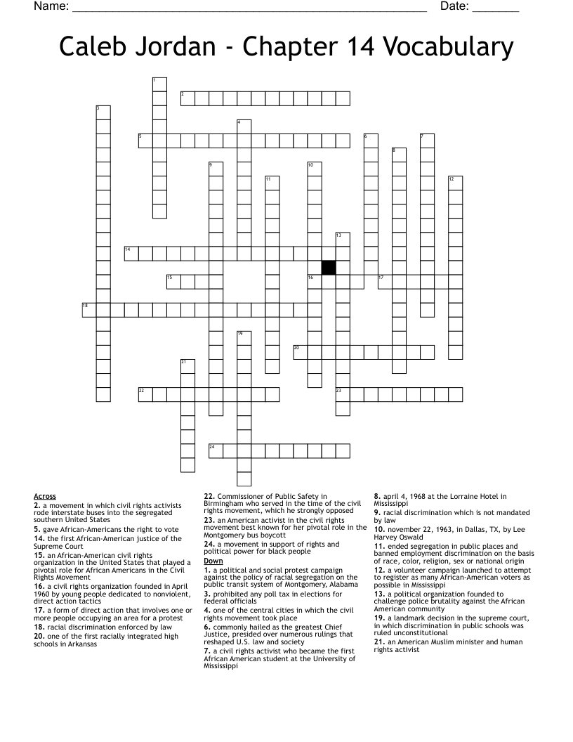 Caleb Jordan - Chapter 14 Vocabulary Crossword