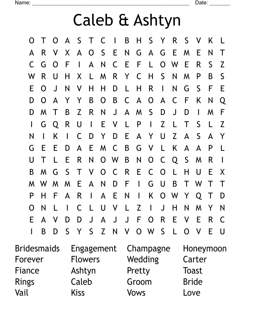 Caleb & Ashtyn Word Search