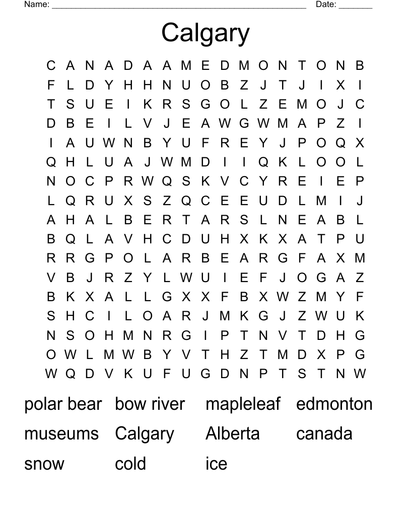 Calgary Word Search