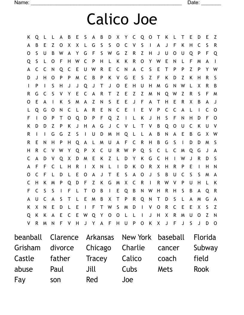 Calico Joe Word Search