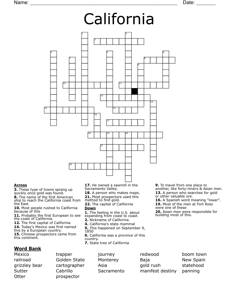 California Crossword