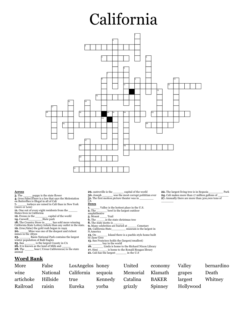 California Crossword