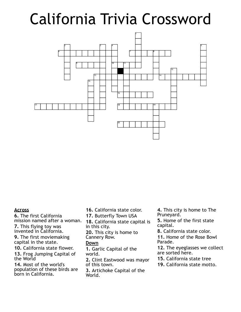California Trivia Crossword