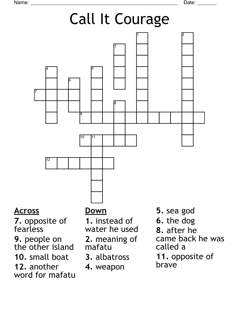 Call It Courage Crossword