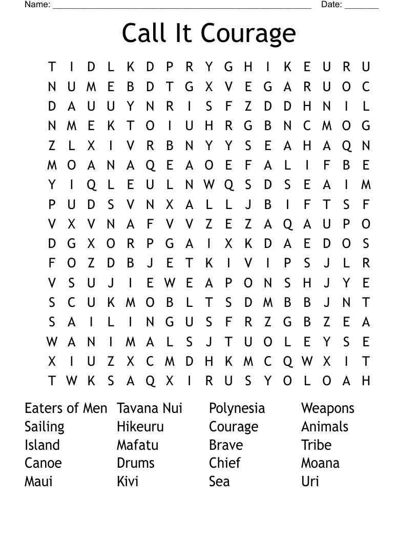 Call It Courage Word Search