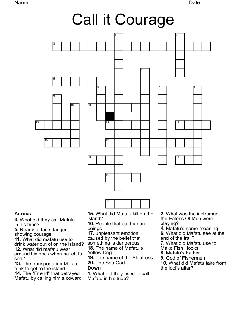 Call it Courage Crossword