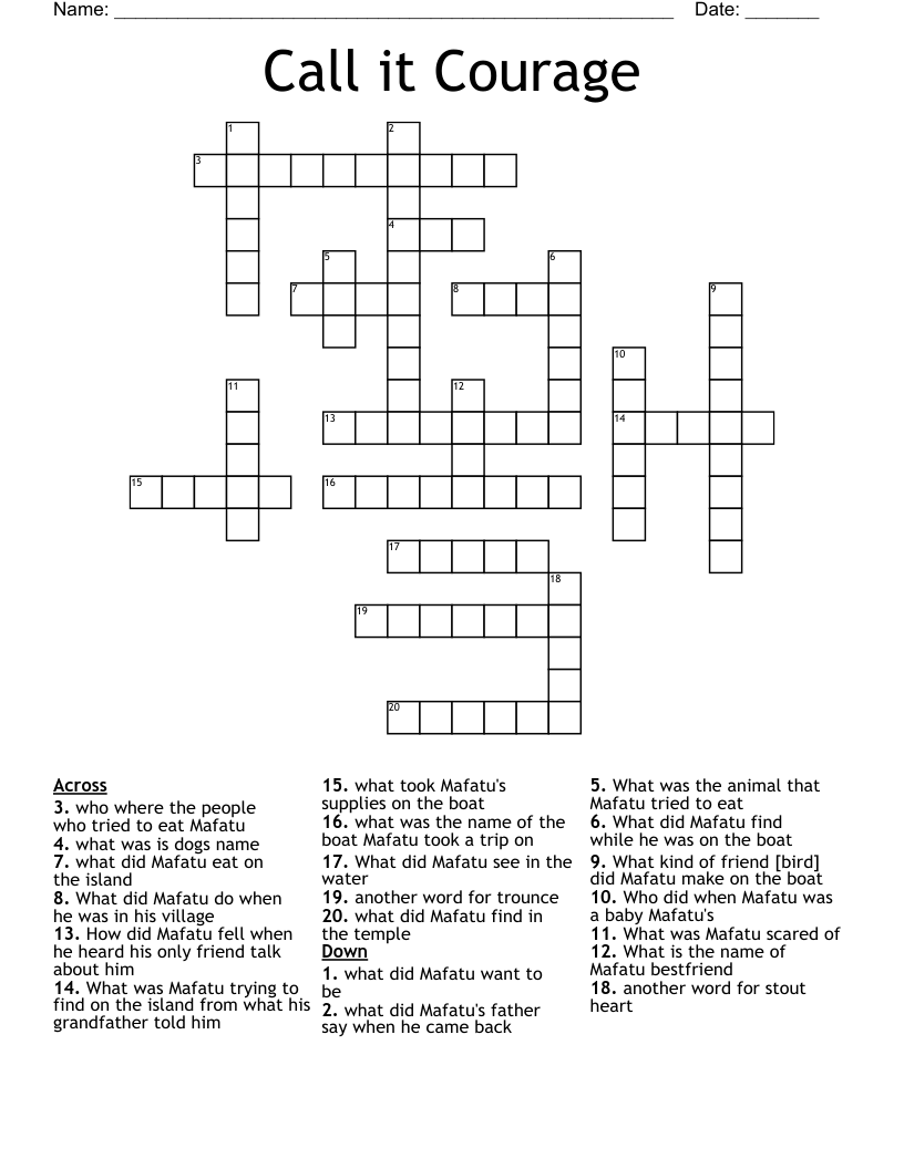 Call it Courage  Crossword