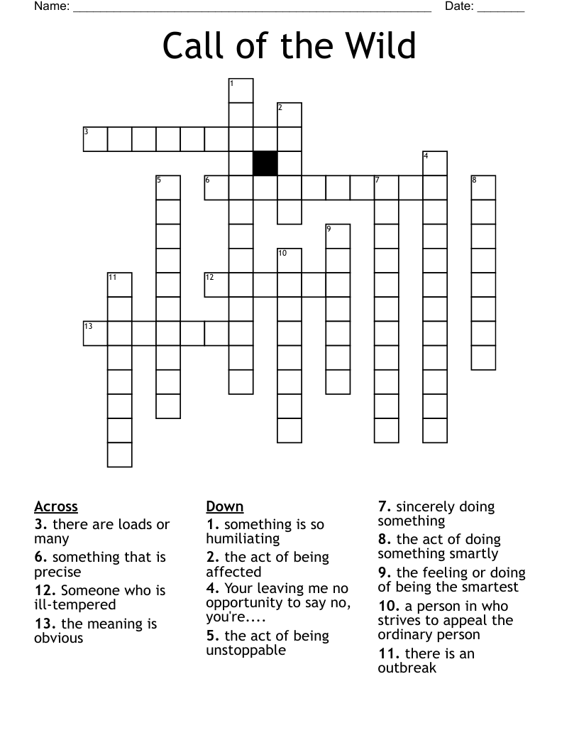 Call of the Wild Crossword