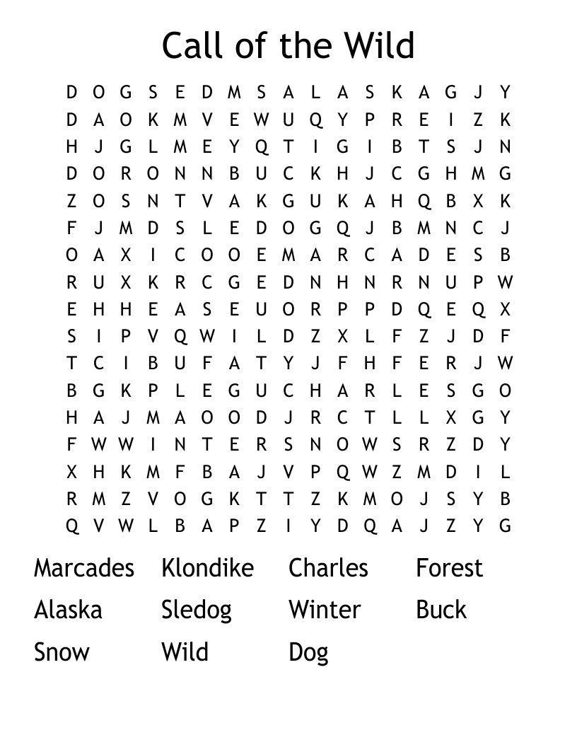 Call of the Wild Word Search