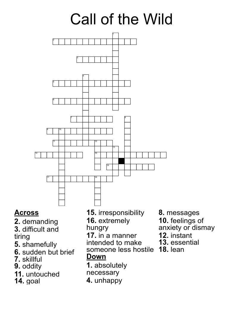 Call of the Wild Crossword