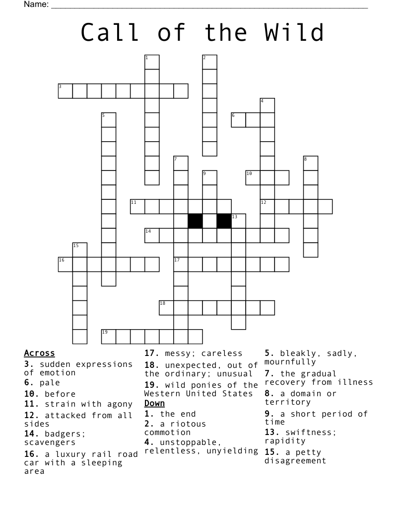 Call of the Wild Crossword