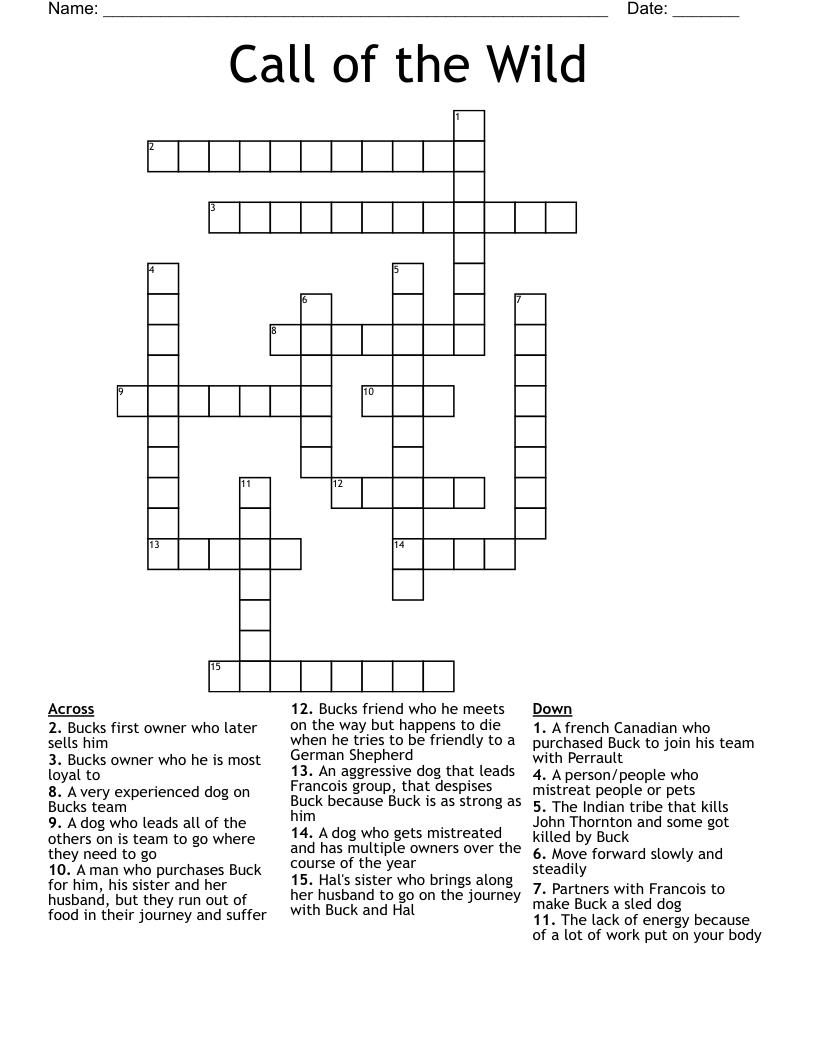 Call of the Wild Crossword