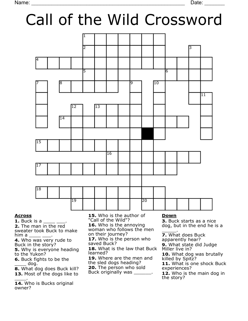 Call of the Wild Crossword