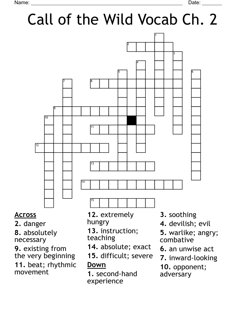 Call of the Wild Vocab  Ch. 2 Crossword