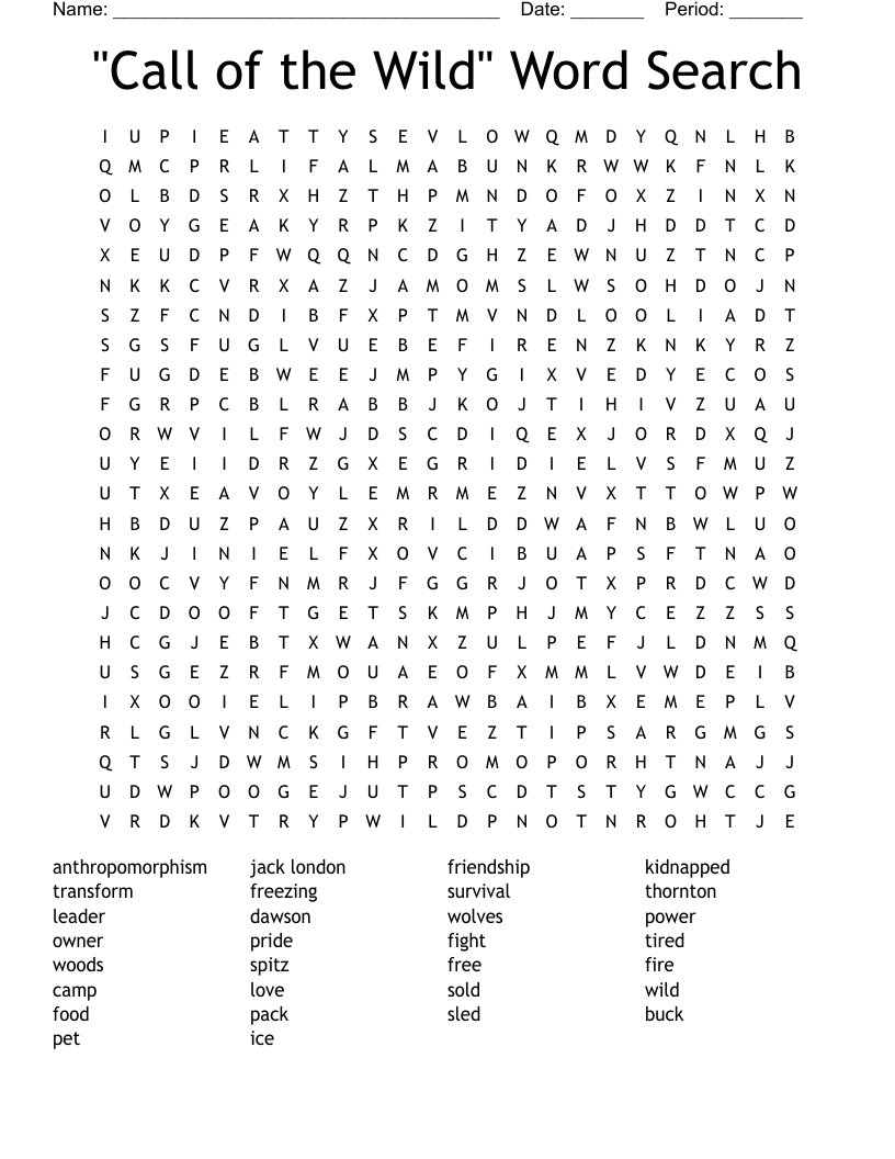 "Call of the Wild" Word Search