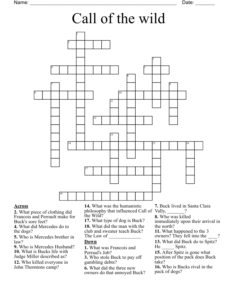 Call of the wild Crossword