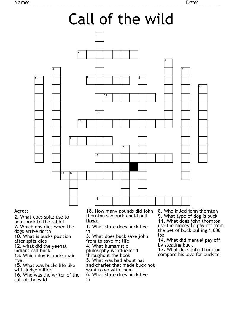 Call of the wild  Crossword