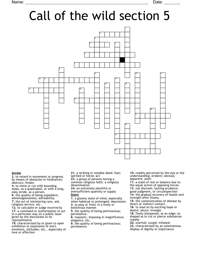 Call of the wild section 5 Crossword