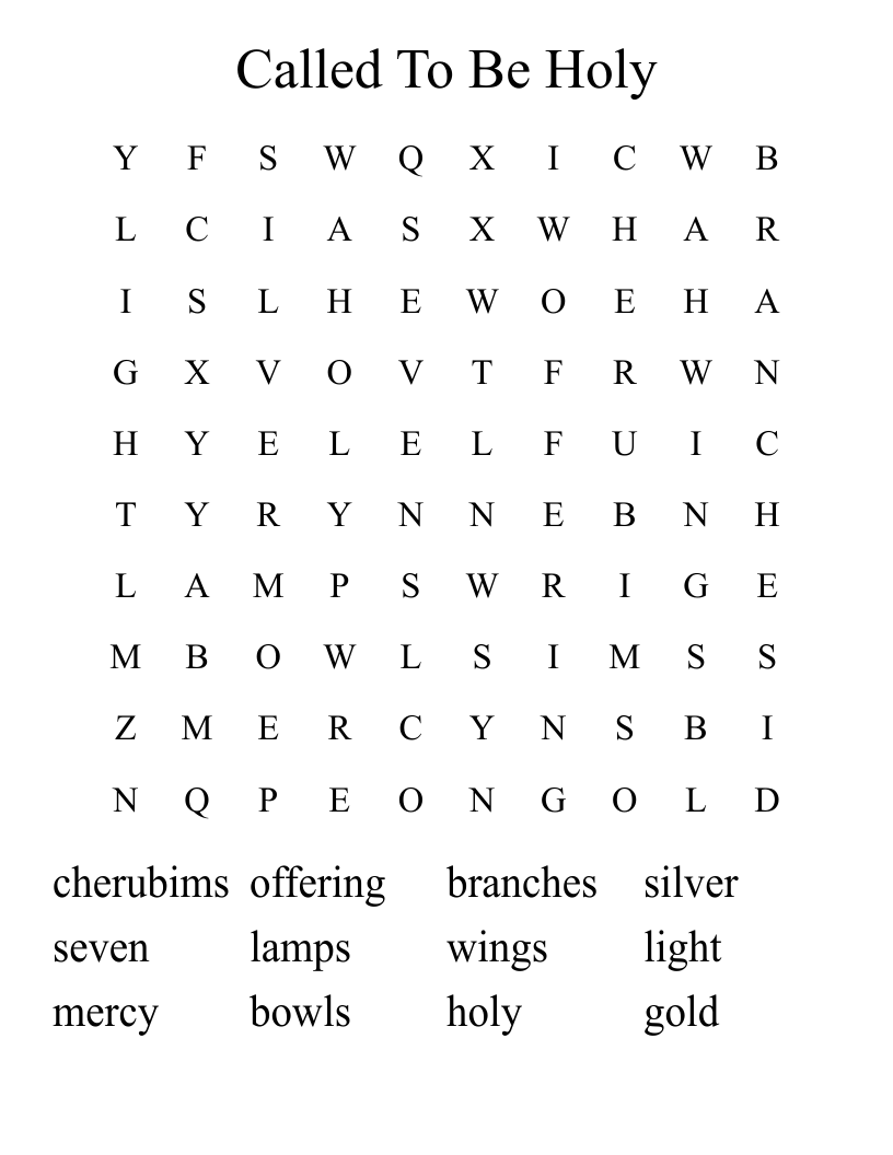 Called To Be Holy Word Search